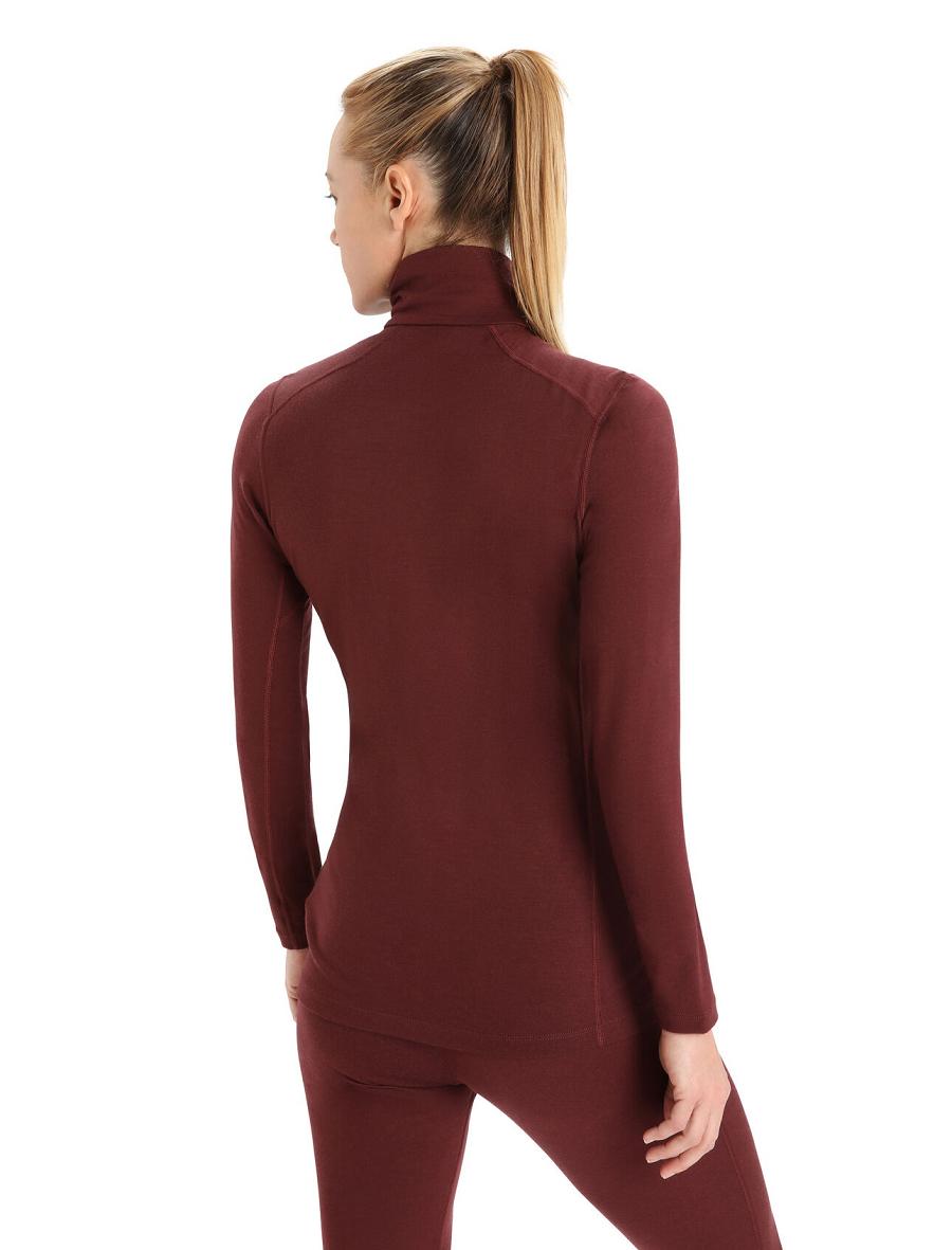 Une pièce Icebreaker Merino 200 Oasis Long Sleeve Half Zip Thermal Top Femme Rouge | FR 1754RVDW